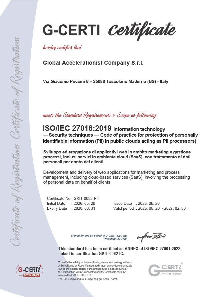 ISO 27018:2019 Certificate